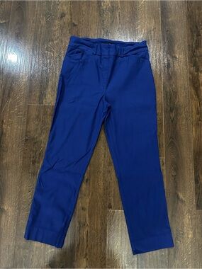 Hilary Radley Cropped Straight-Leg Stretchy Pants in Royal Blue